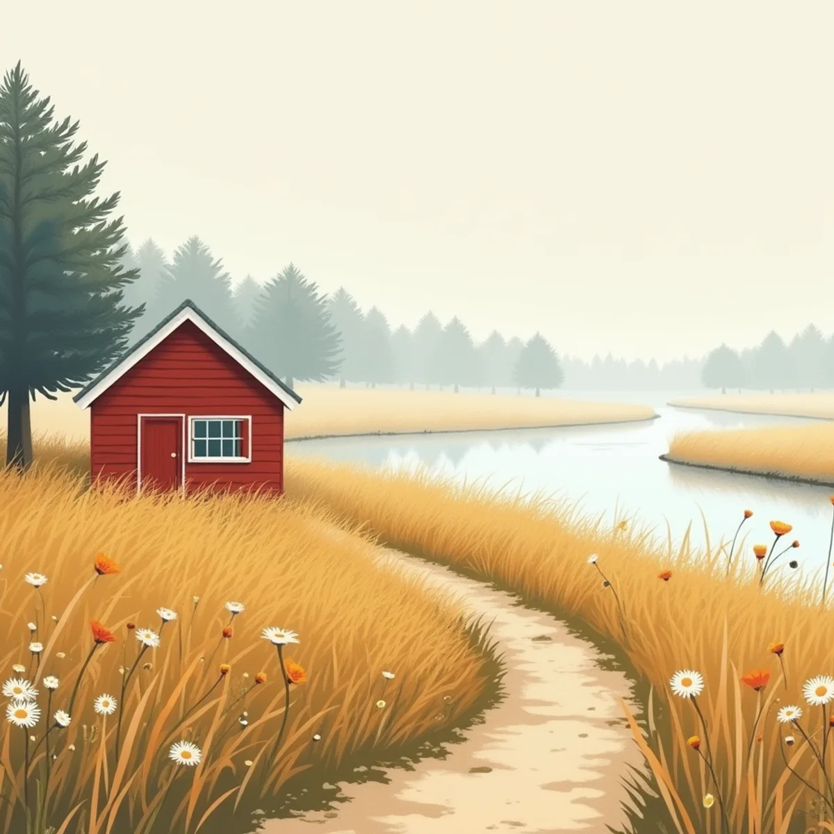 En stig genom en sommaräng mot havet